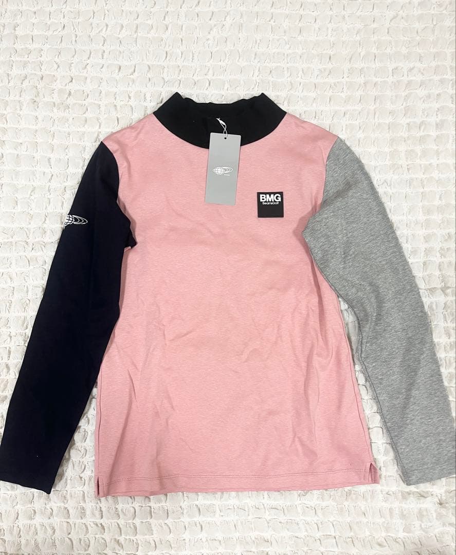 【新品❣️】ビームスゴルフ　エンボスロゴ　ロングスリーブ　モックネック　ピンク