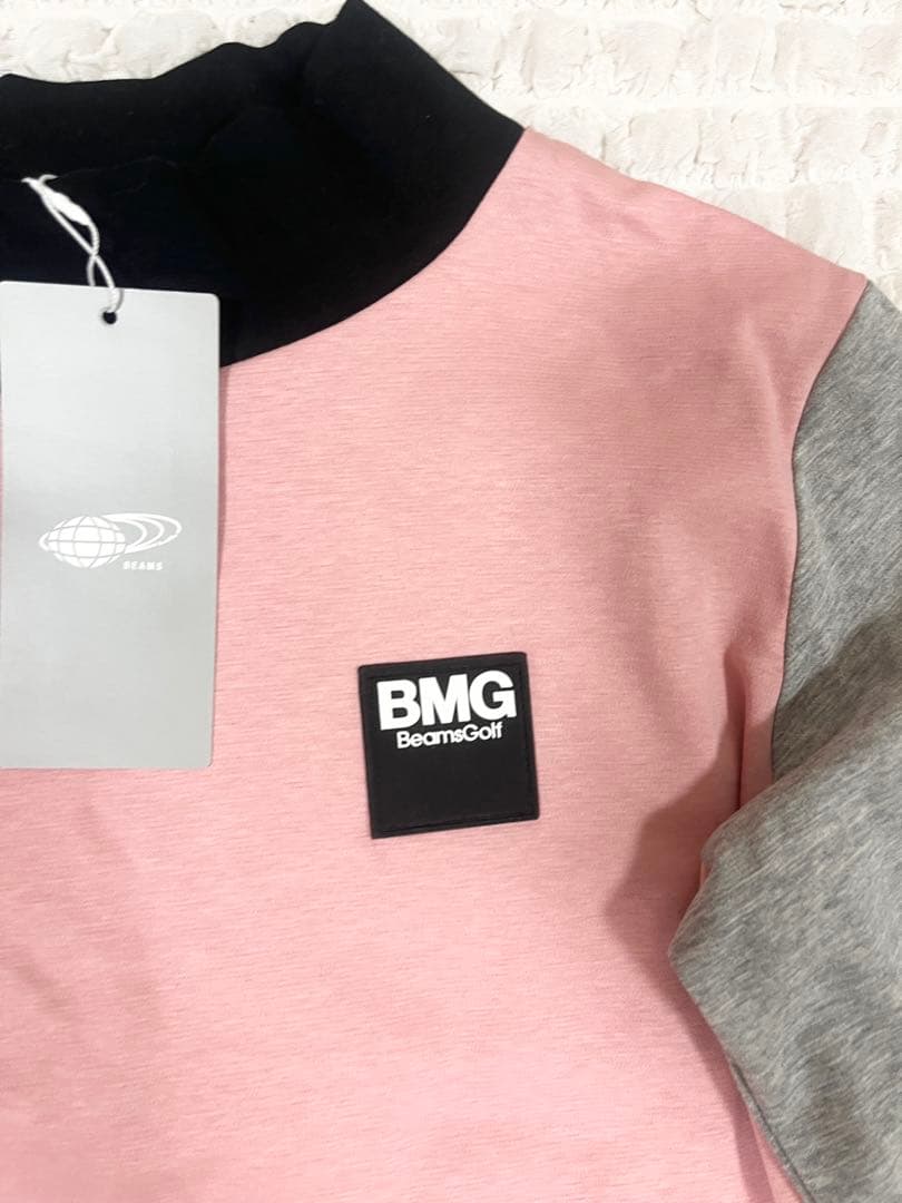 【新品❣️】ビームスゴルフ　エンボスロゴ　ロングスリーブ　モックネック　ピンク
