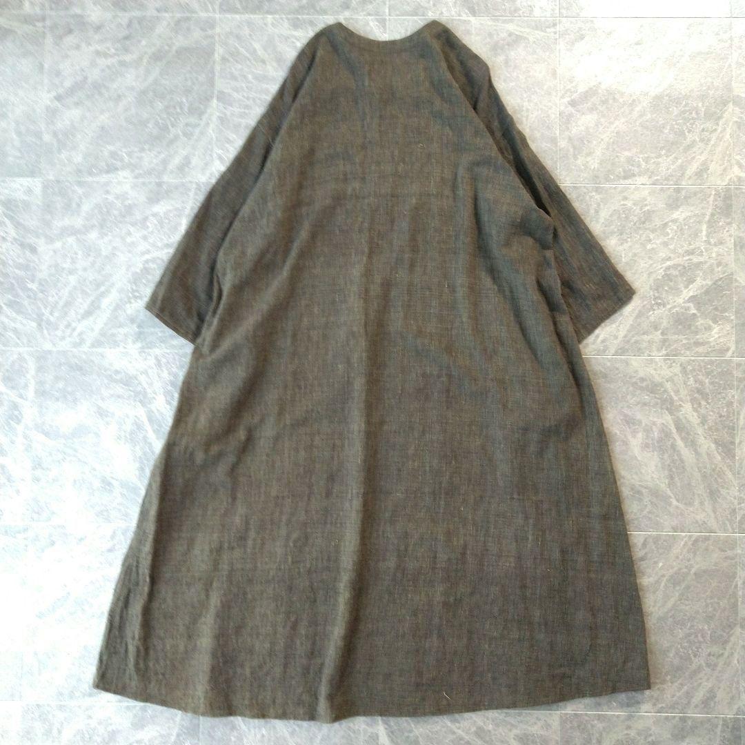 081 ヨーガンレール リネン ロングワンピース カーキ ブラウン ゆったり