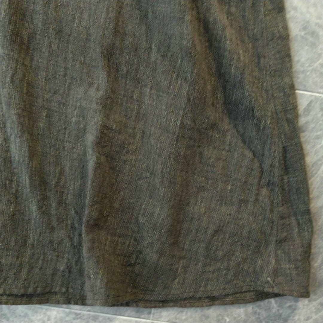 081 ヨーガンレール リネン ロングワンピース カーキ ブラウン ゆったり