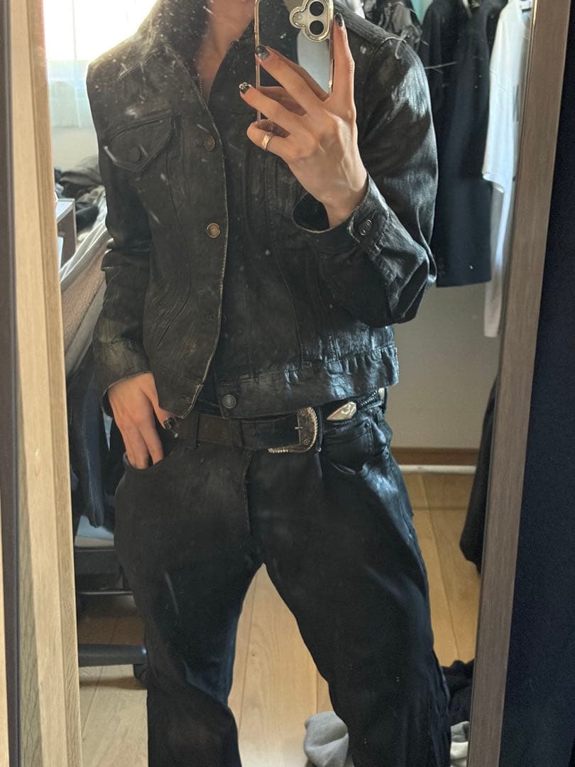 【archive】コーティングデニムジャケット ダークウェア エディ期 y2k