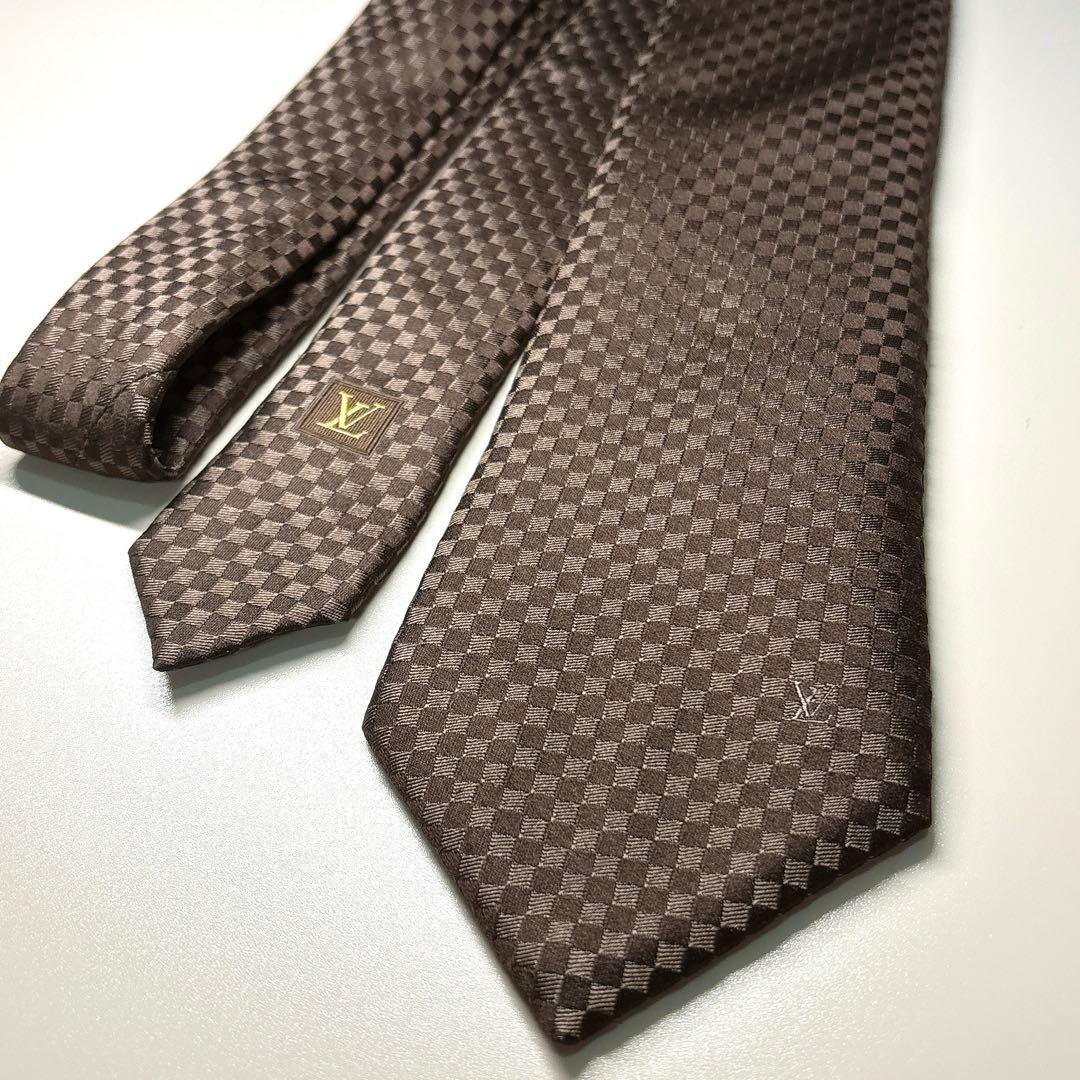 ルイヴィトン LV マイクロダミエ ネクタイ ブラウン ビジネス フォーマル