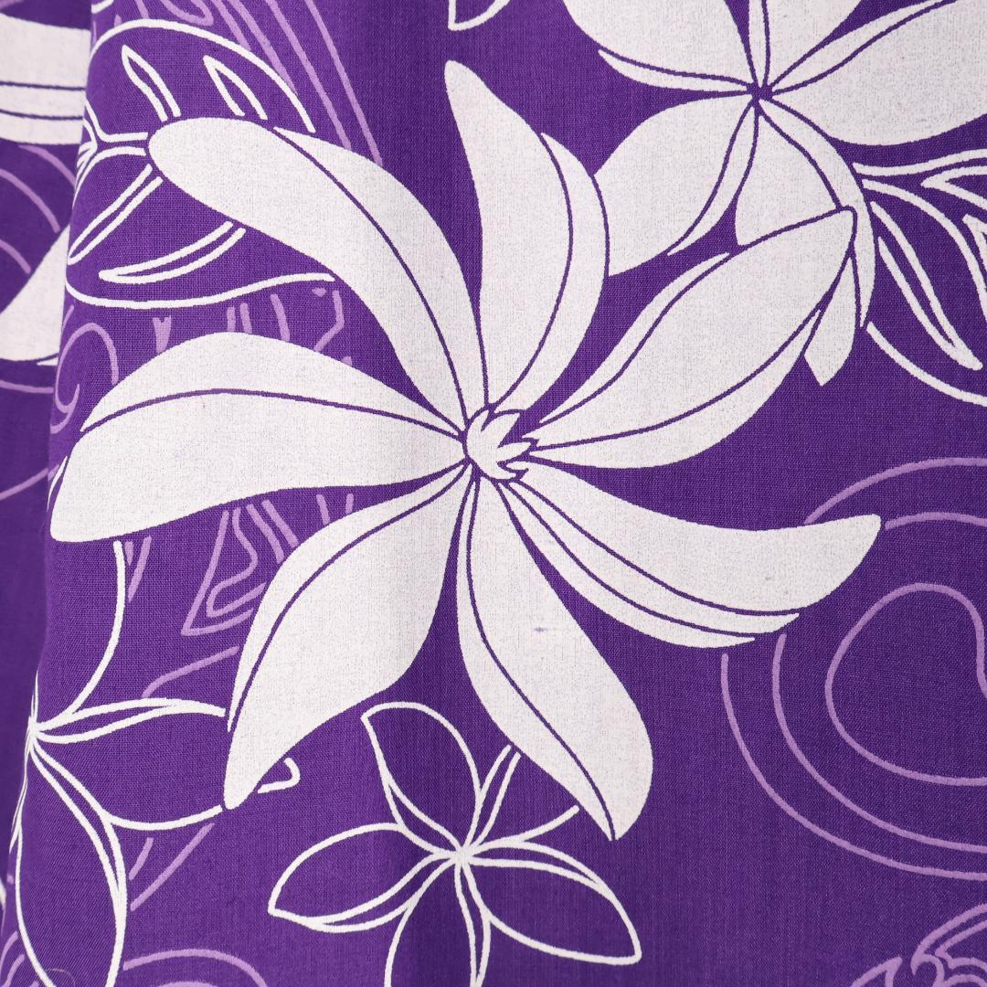 【日本製 フラダンス衣装】パープル Paondor ワンピース ドレス 花柄 白