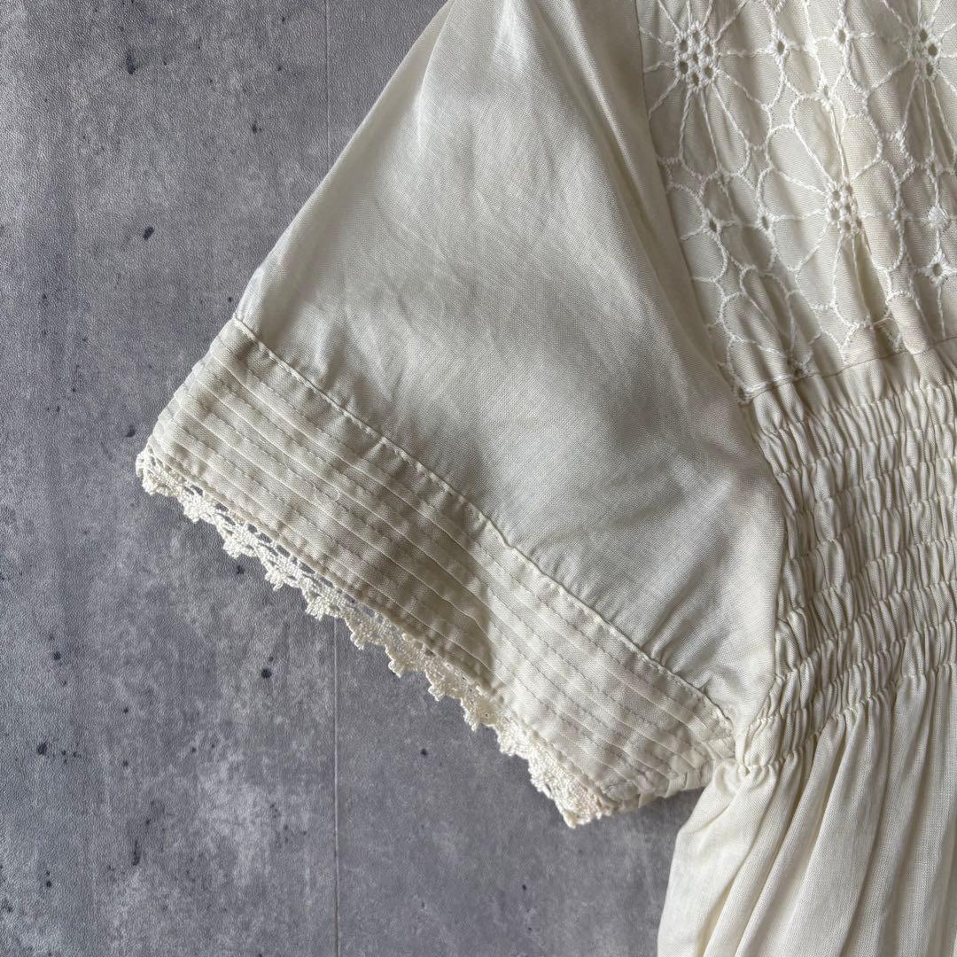 ファーファー FURFUR 花柄刺繍エンブロイダリーワンピース アイボリー