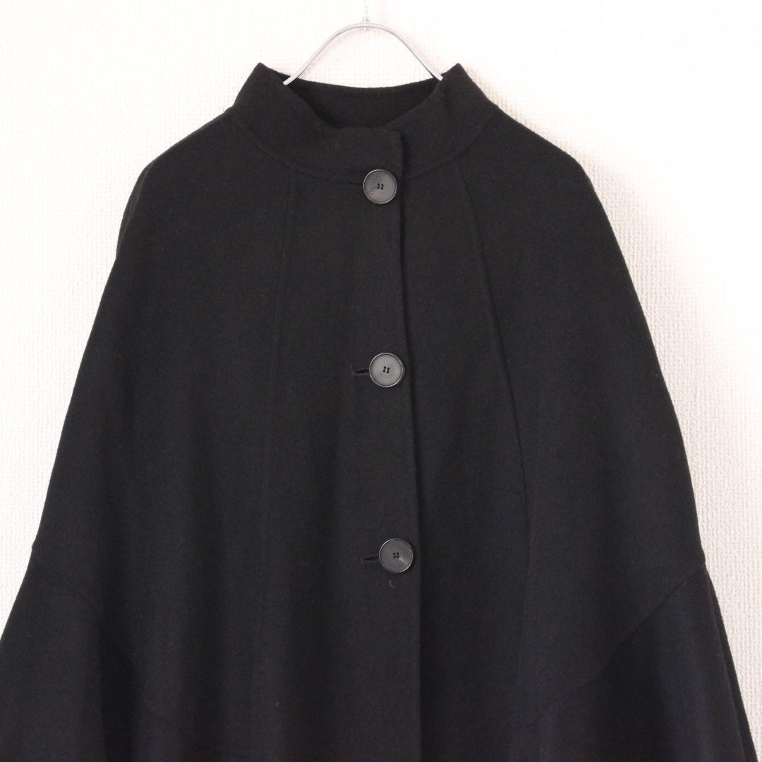 ダブルフェイスフレアロング丈ポンチョ Fサイズ ブラック 変形 魔女