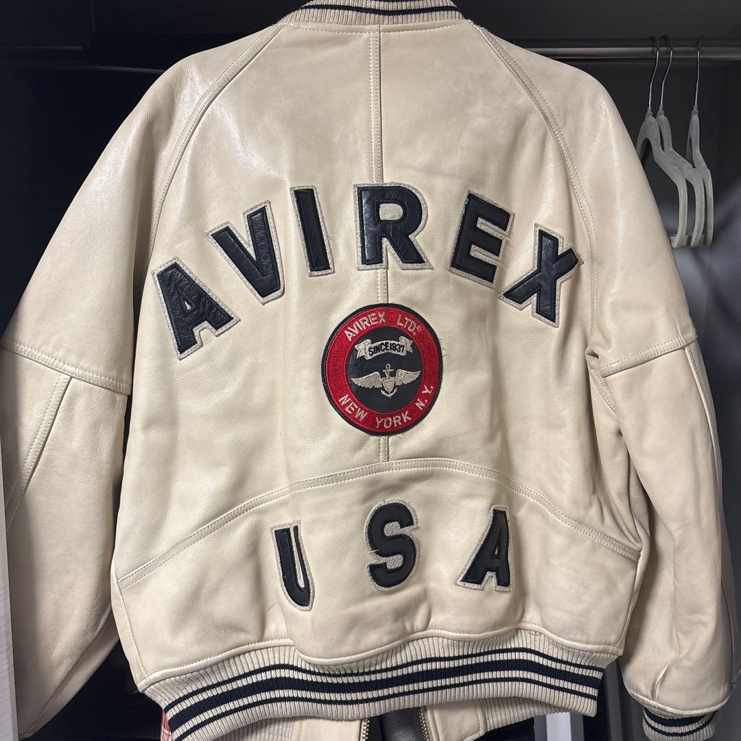 AVIREX レザージャケット クリーム色