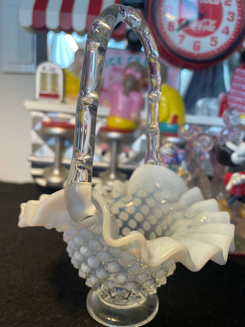 フェントン　フレンチオパールセント　ホブネイル　バスケット　フラワーベース