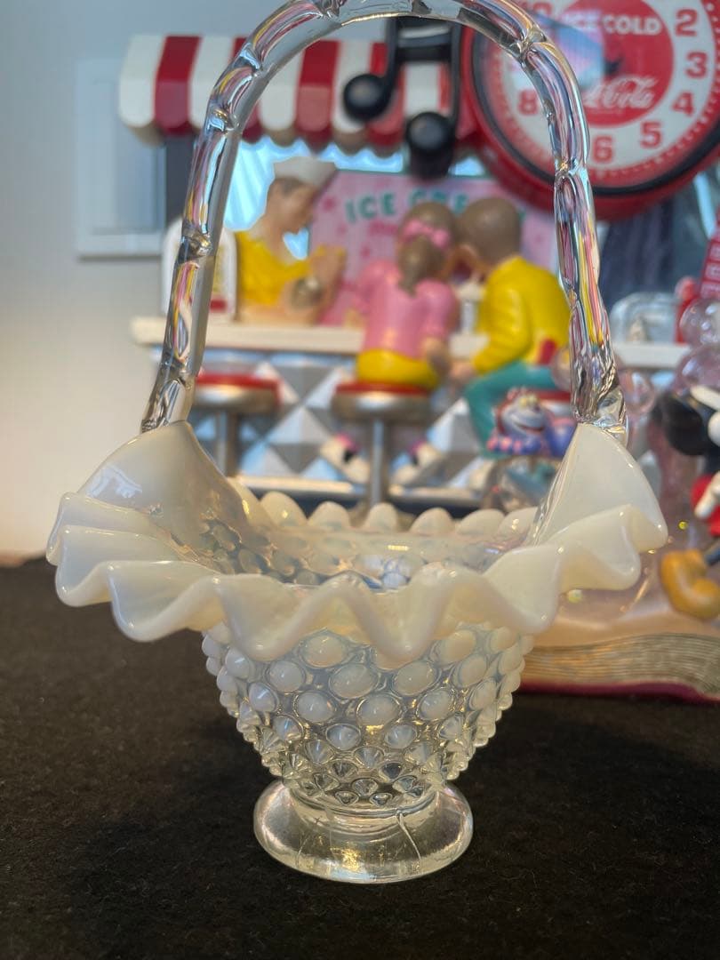 フェントン　フレンチオパールセント　ホブネイル　バスケット　フラワーベース