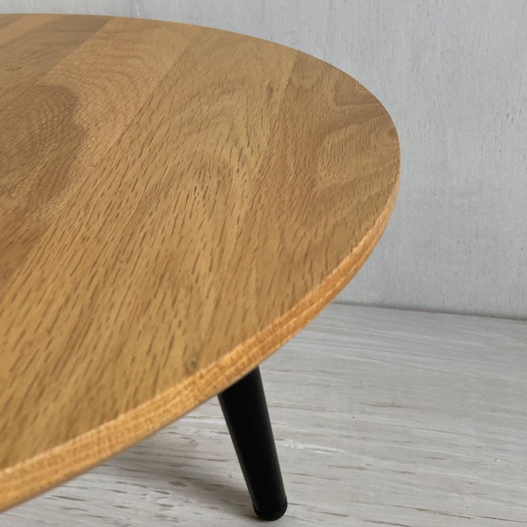 古い木製テーブル ラウンドテーブル ちゃぶ台 鉄脚 オーク材 丸テーブル