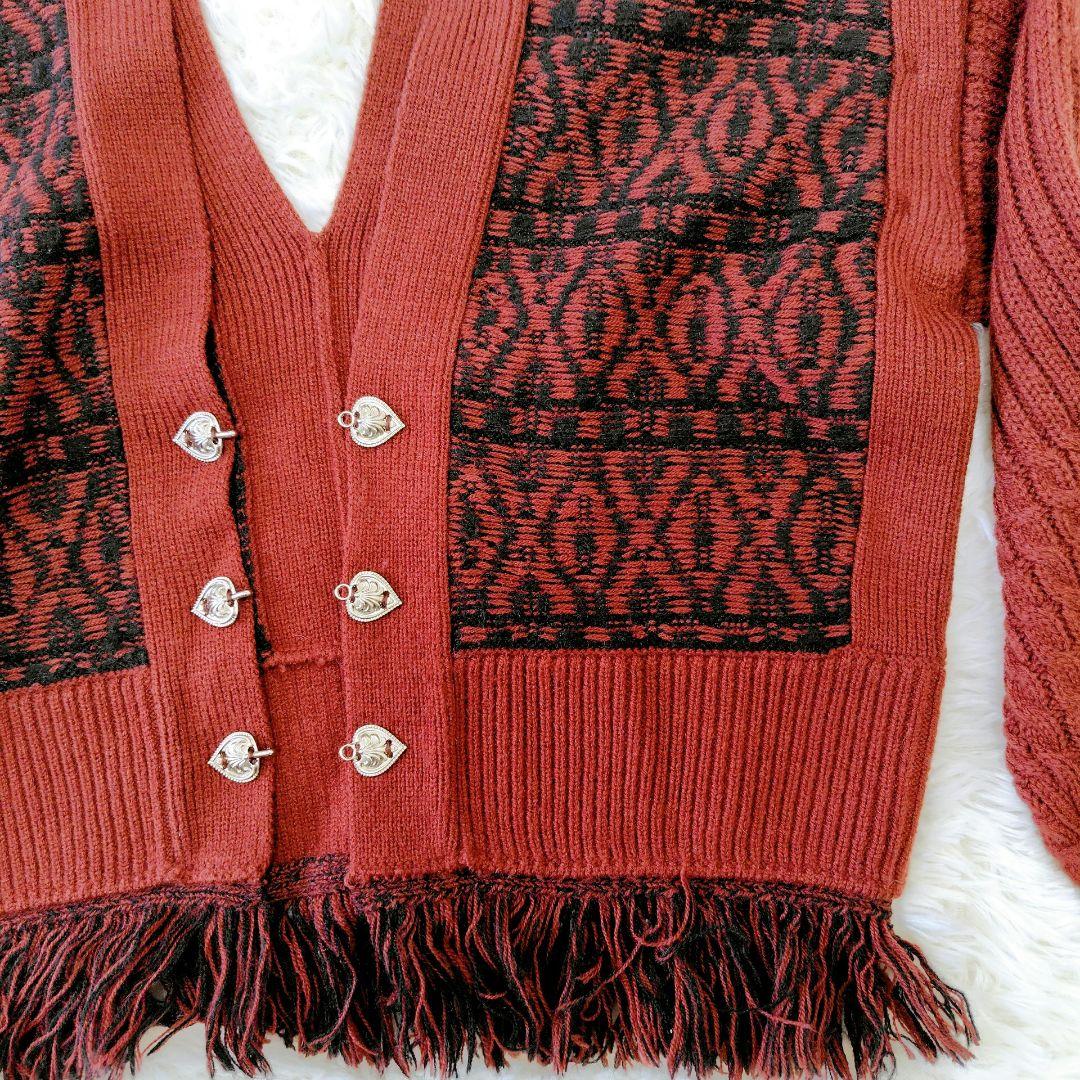 MARTE 2wayバイカラーニットカーディガンベストバーガンディー