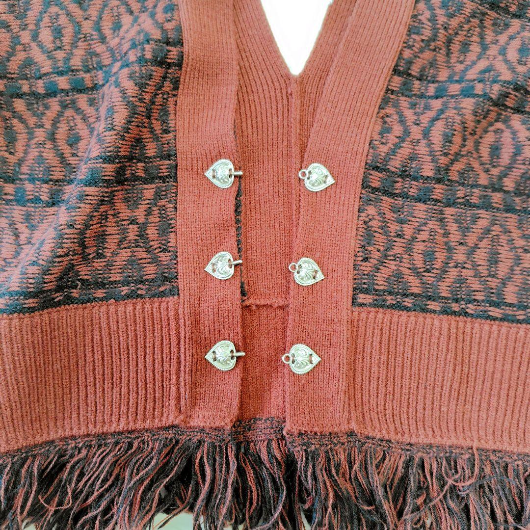 MARTE 2wayバイカラーニットカーディガンベストバーガンディー