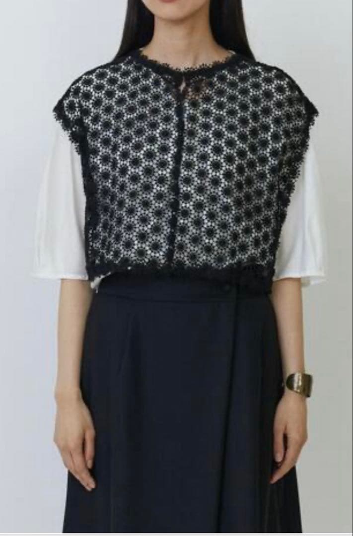 未使用 LOISIR ロワズィール 【2WAY】ケミカルレースベスト(黒)