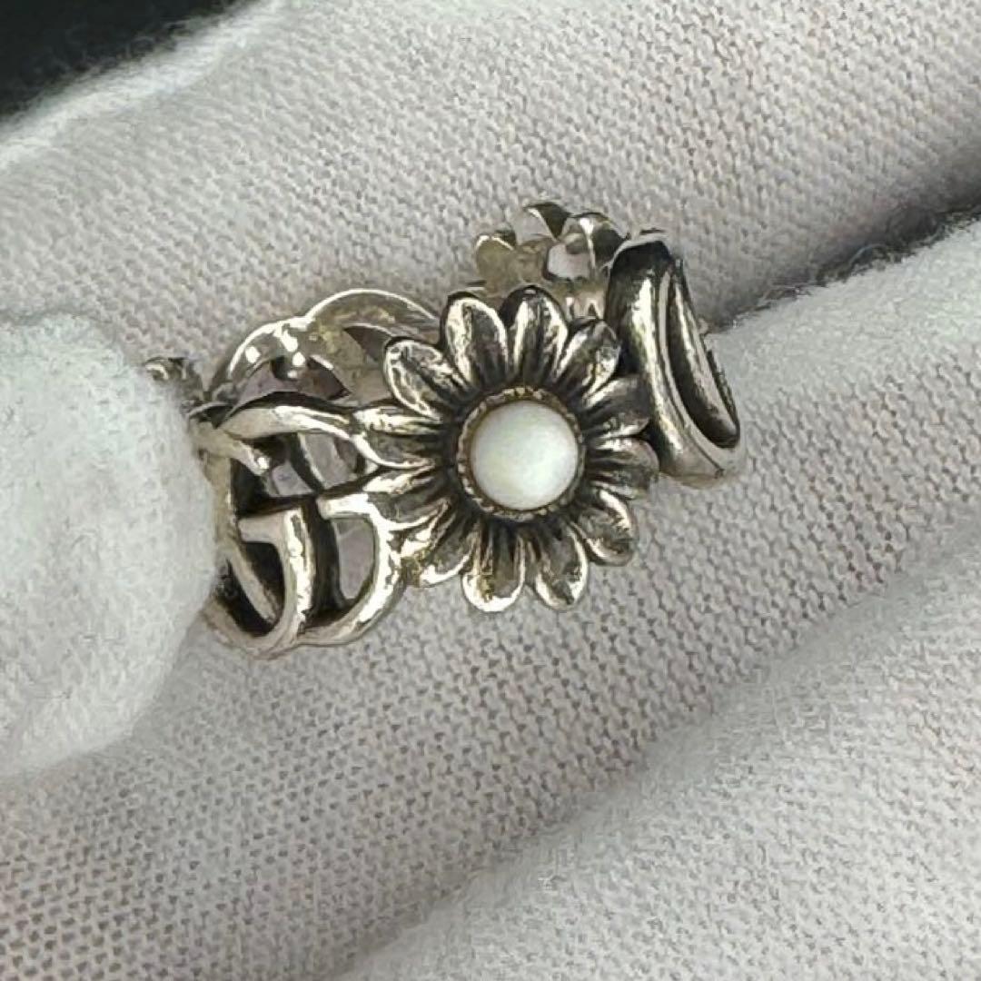 GUCCI フラワー ダブルG マザー・オブ・パール リング 指輪 sv925