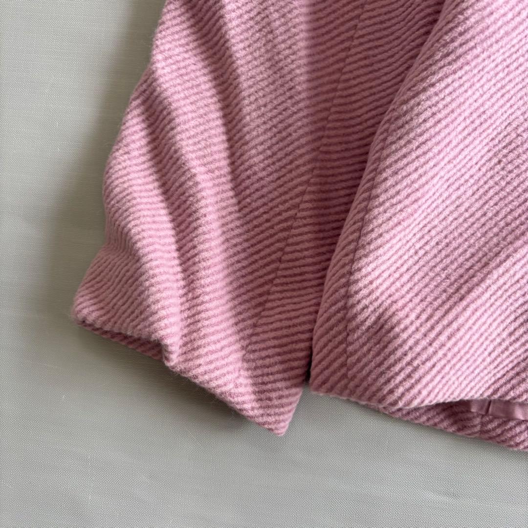 【ロザース】ファー付きコート　ミンクファー　アンゴラ　毛混　日本製　ピンク