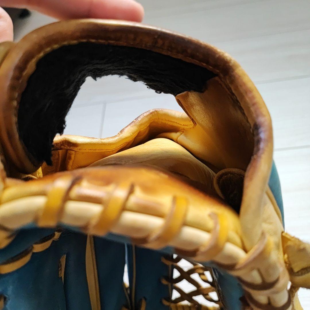 ハタケヤマ 硬式野球グローブ 青黄色 外野手右