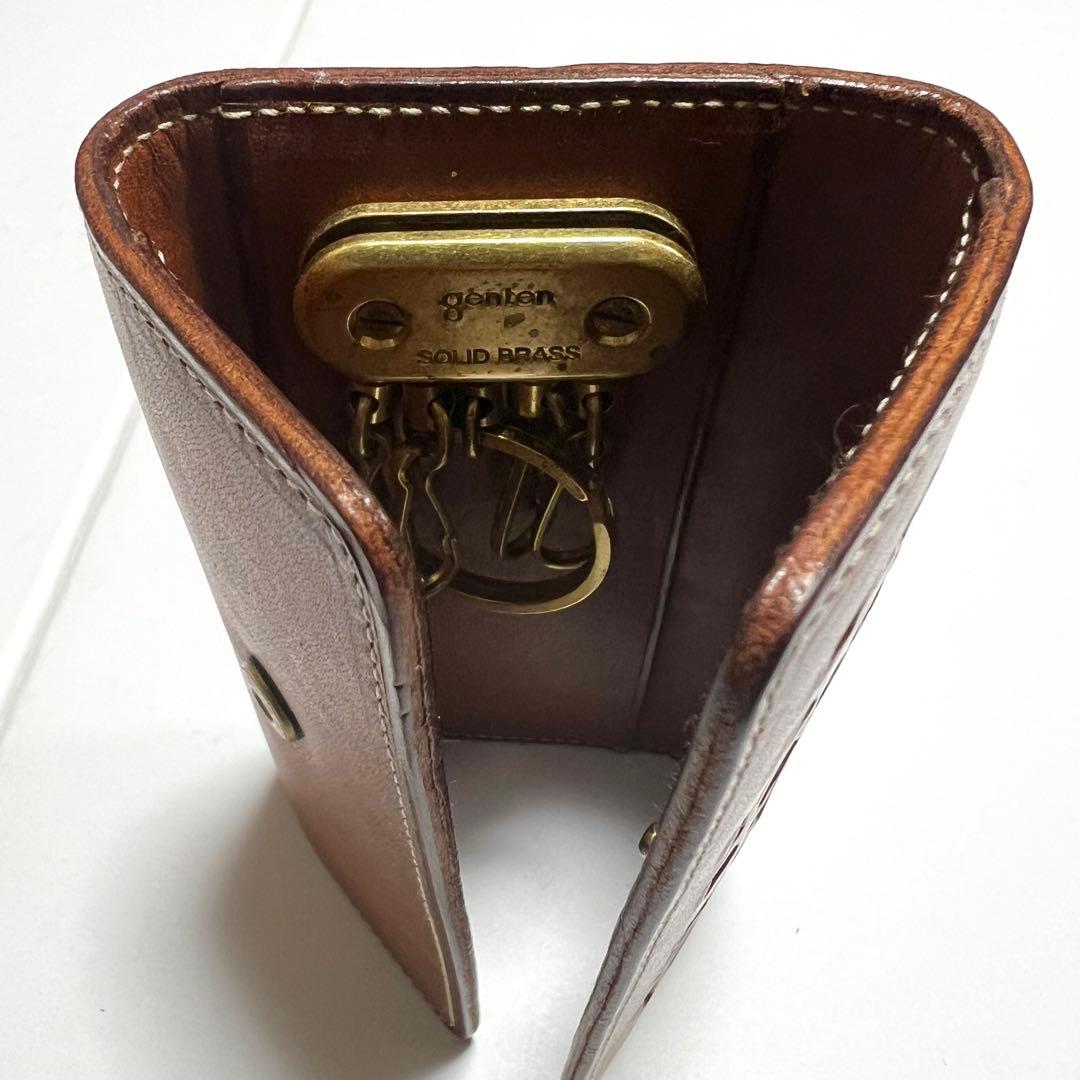 ゲンテン✨genten カットワーク キーケース 5連 レザー ブラウン