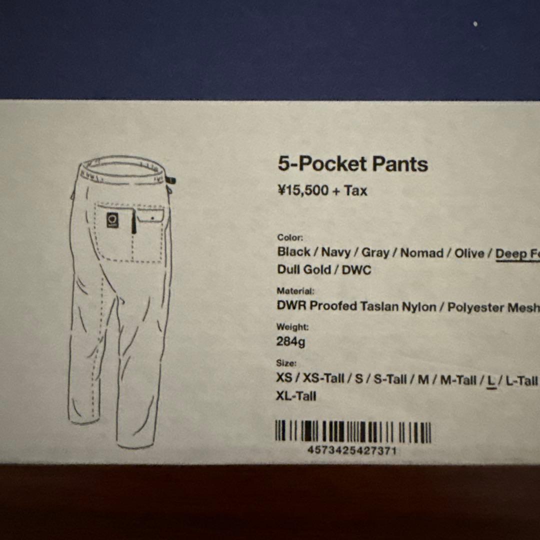 山と道　5ポケットパンツ　L　極美品　定価17050円　定番