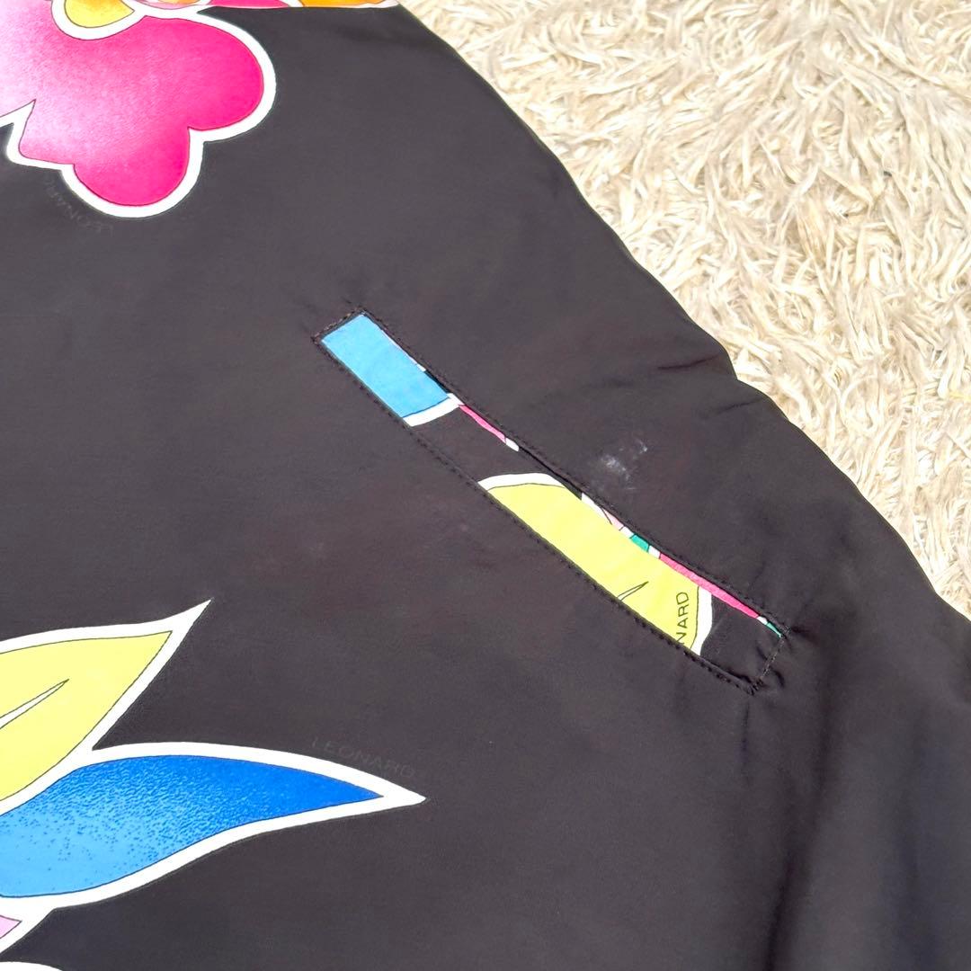 大きいサイズ　レオナール　ベスト　リバーシブル　ジップアップ　フラワー　ＬＬ