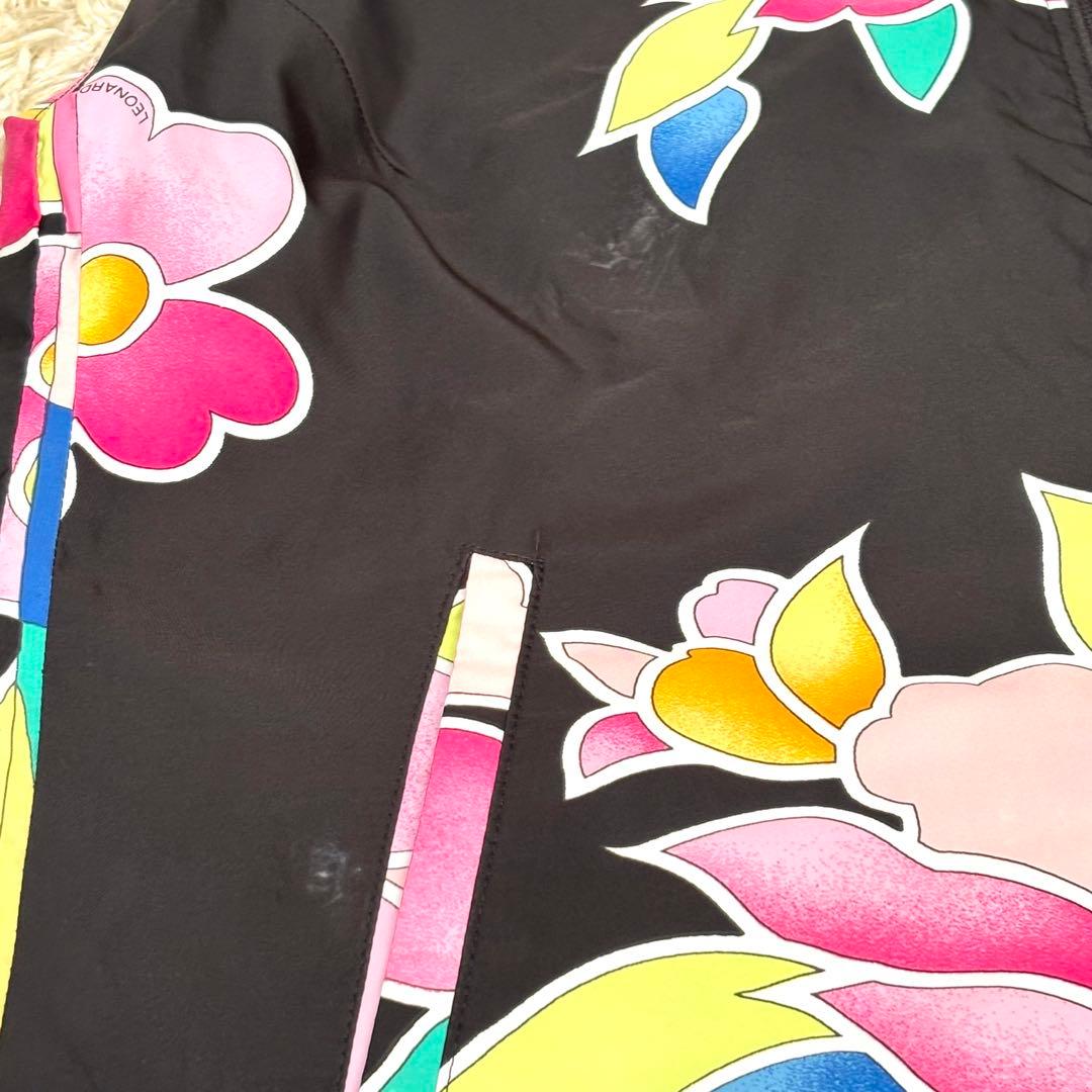 大きいサイズ　レオナール　ベスト　リバーシブル　ジップアップ　フラワー　ＬＬ