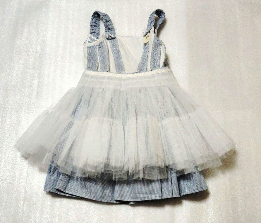 バレエ　衣裳　ミュージカルにも　ギンガムチェック水色ワンピース　4着まとめ