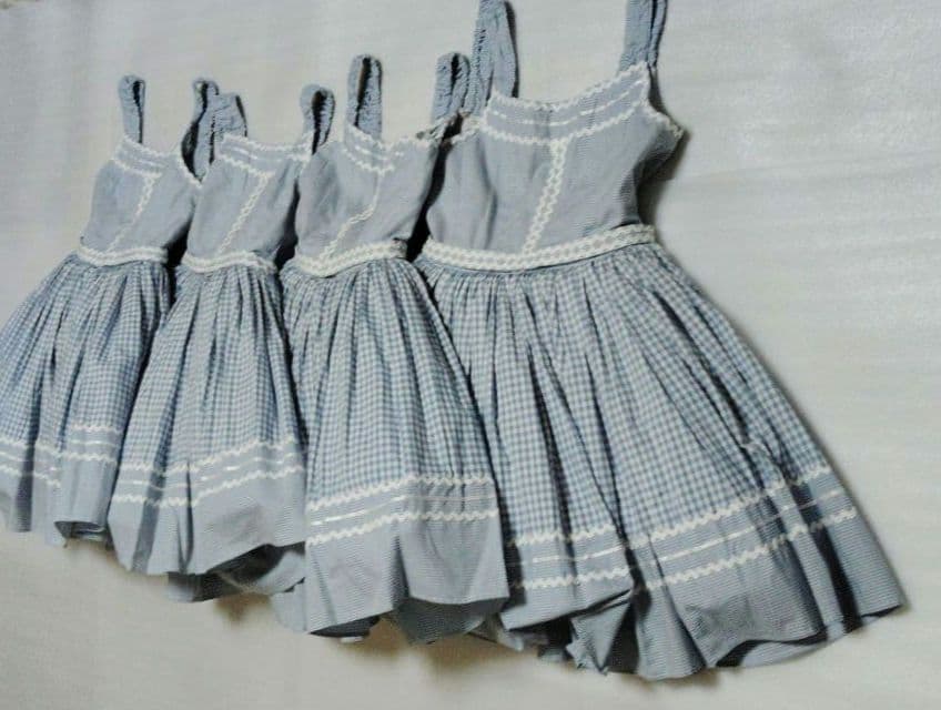 バレエ　衣裳　ミュージカルにも　ギンガムチェック水色ワンピース　4着まとめ
