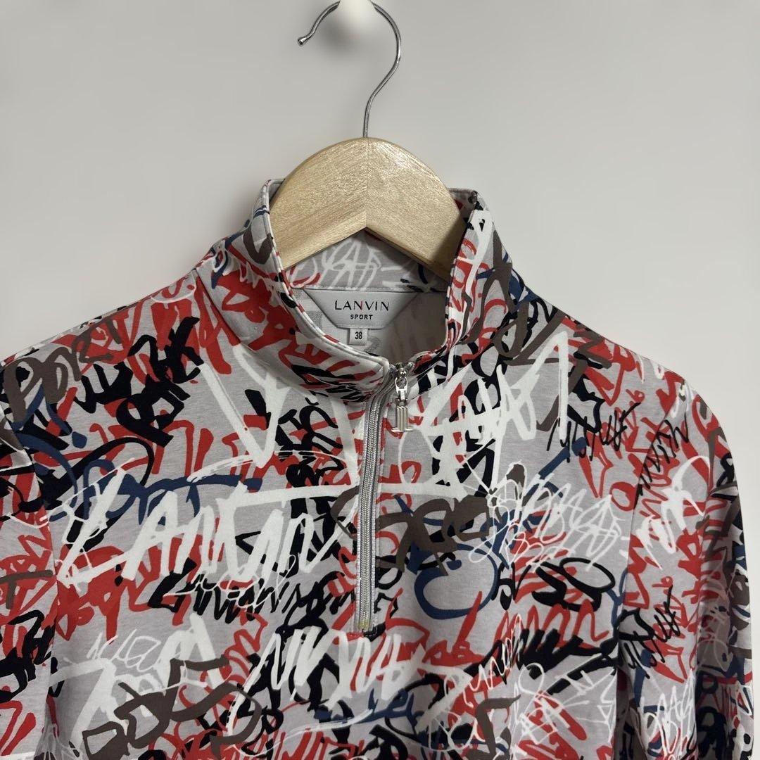 ランバンスポール　ハーフジップ　長袖シャツ　レディース　ゴルフ　総柄　サイズ38