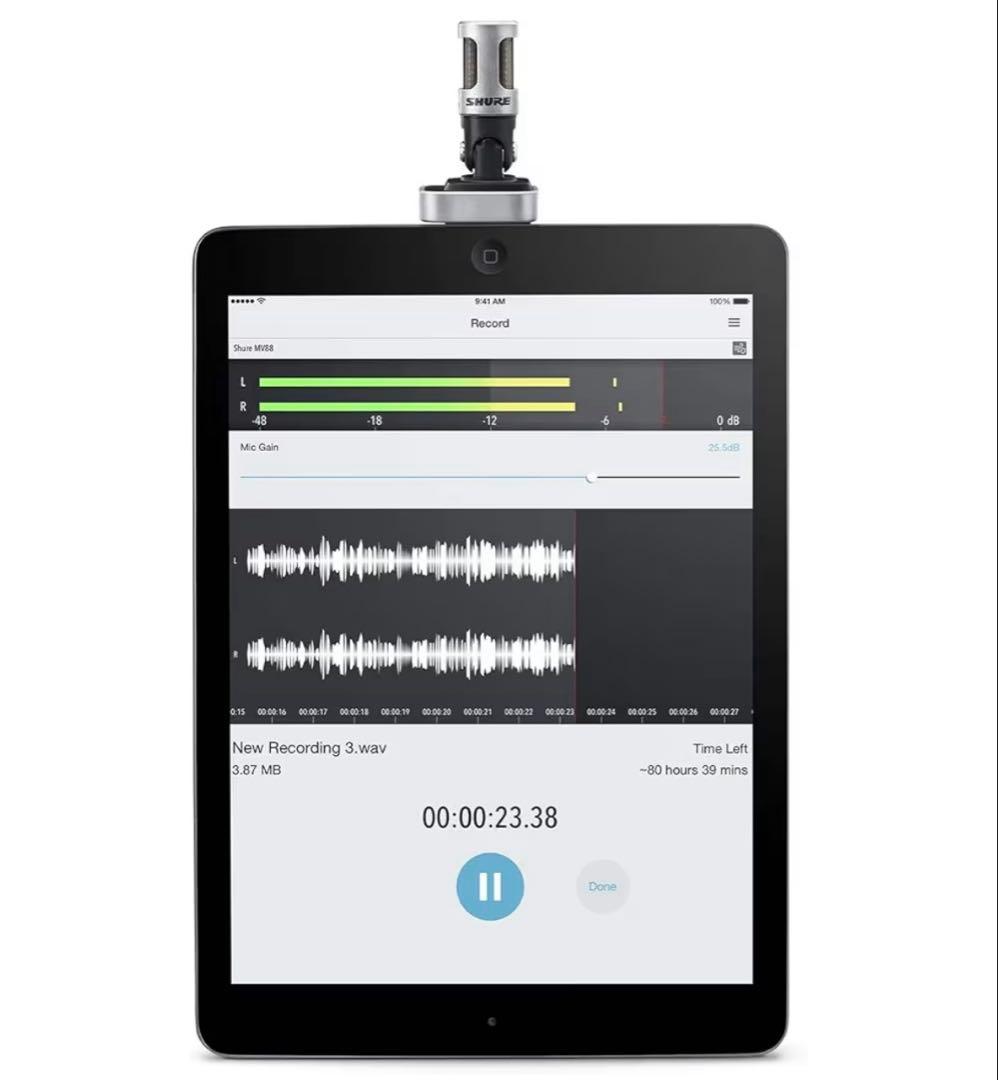 【美品】SHURE MV88A-A 携帯に直接繋げて使えるマイク