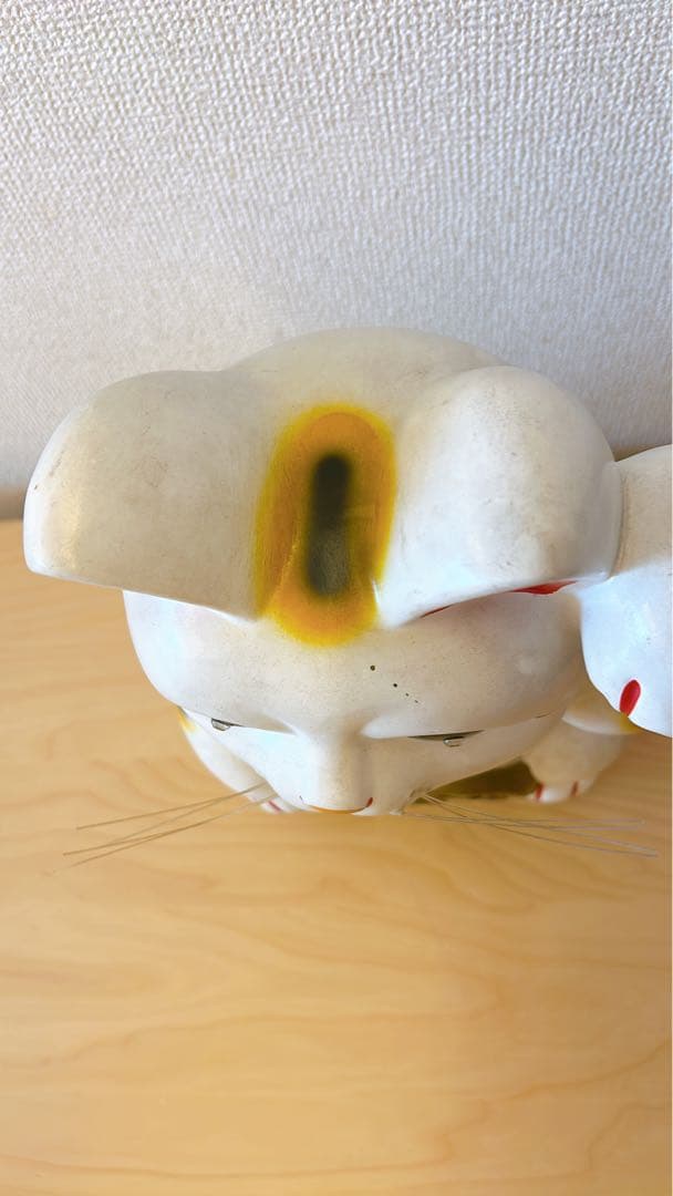 招き猫 左手上げ 三毛猫 貯金箱 約34cm