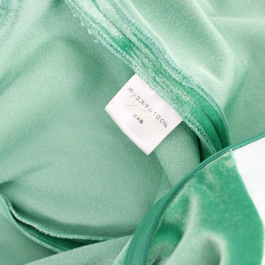 【フラダンス用衣装 日本製】MENEHUNE 濃淡グリーン ベロアドレス