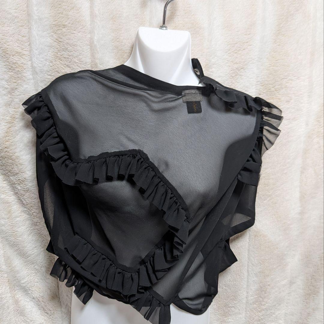 ★COMME des GARÇONS フリル付きシースルーブラックトップス　XS