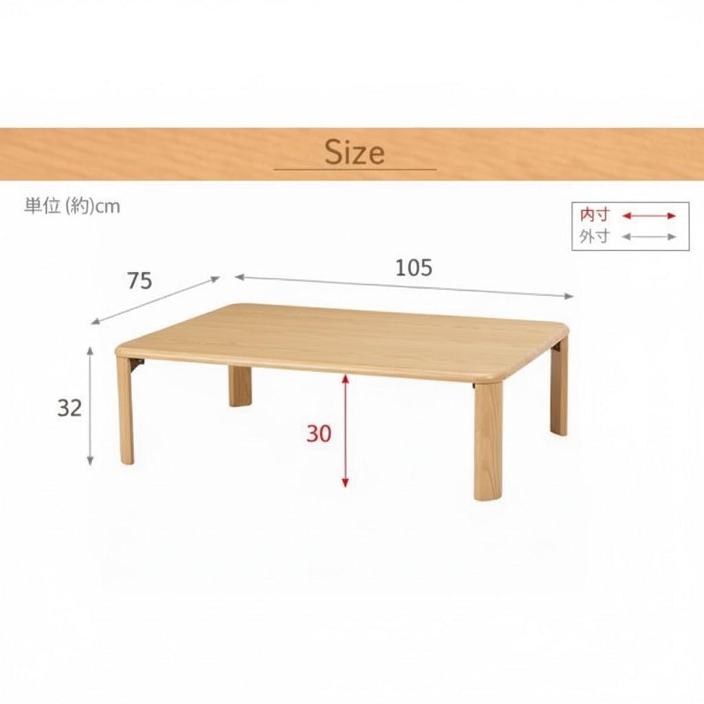 幅105【新品】折りたたみ式　テーブル　コンパクト収納　シンプル　アウトレット
