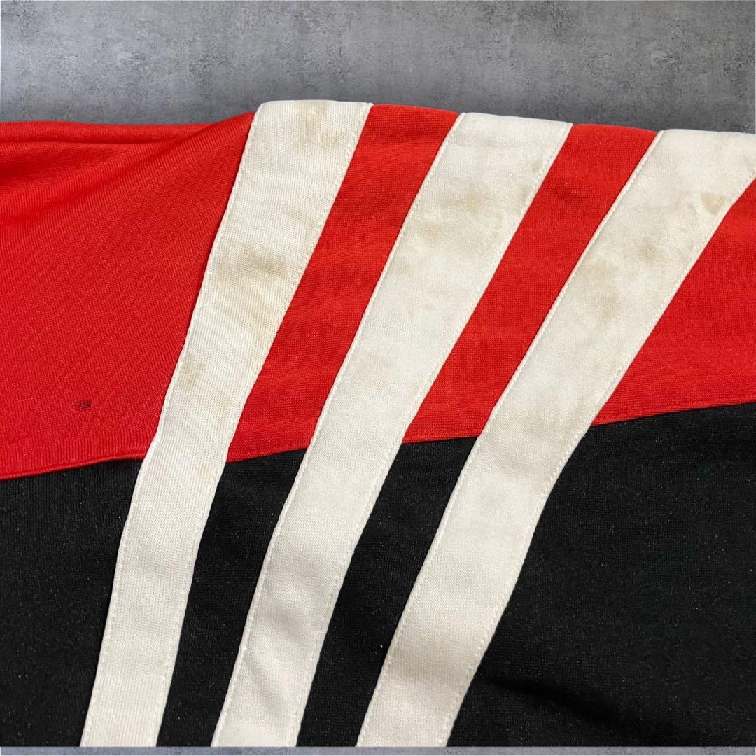 adidas 90s トラックジャケット L相当 赤黒 ワイドシルエット**