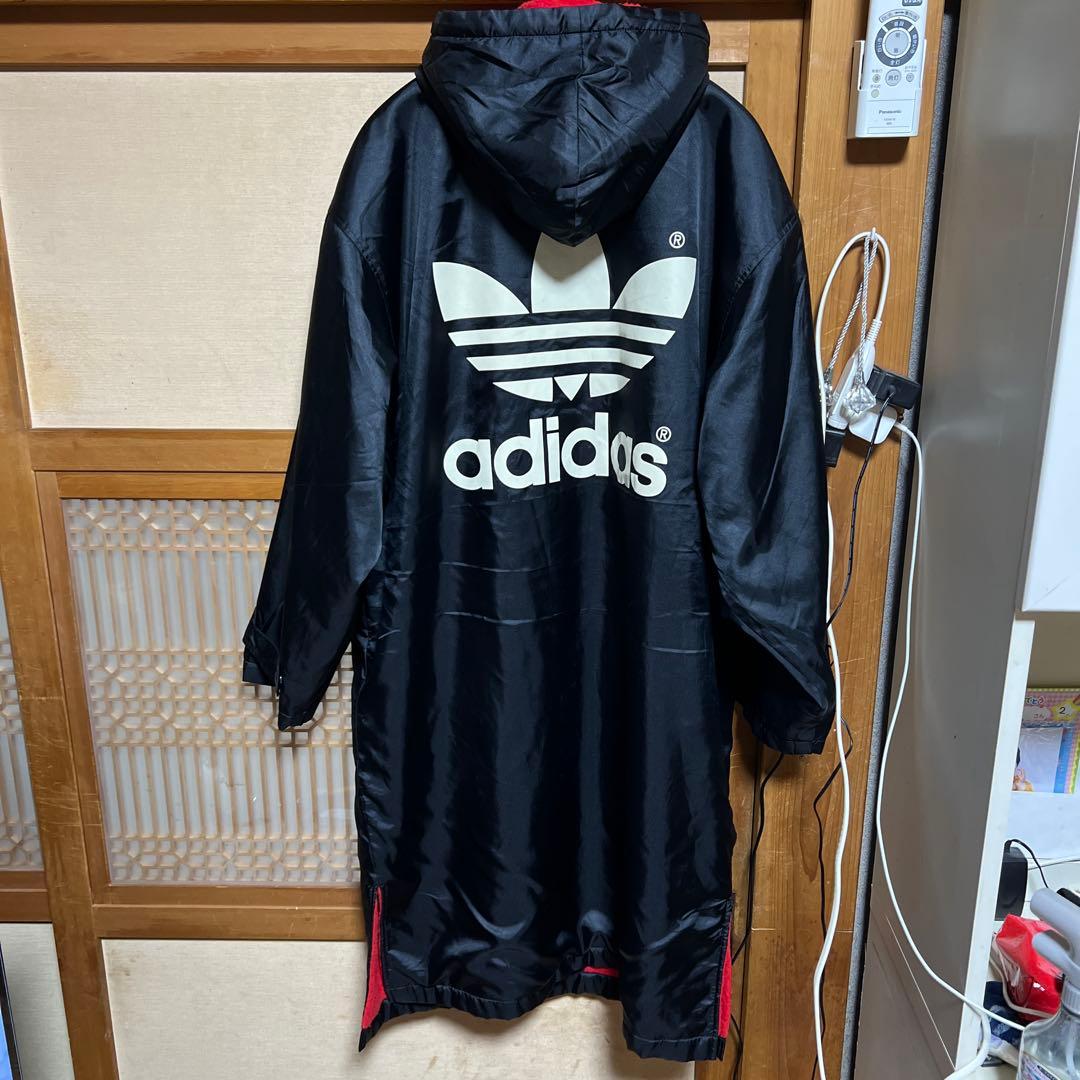 ヴィンテージ 古着 adidas アディダス ベンチコート デサント製　黒　L