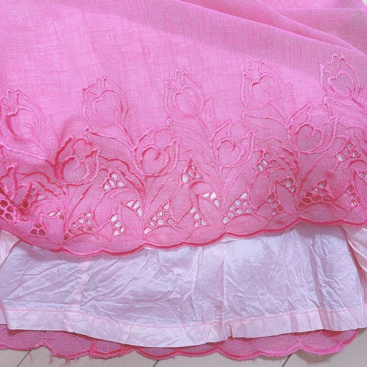 レトロワンピ♡代官山SLOWヴィンテージチューリップ刺繍ワンピース