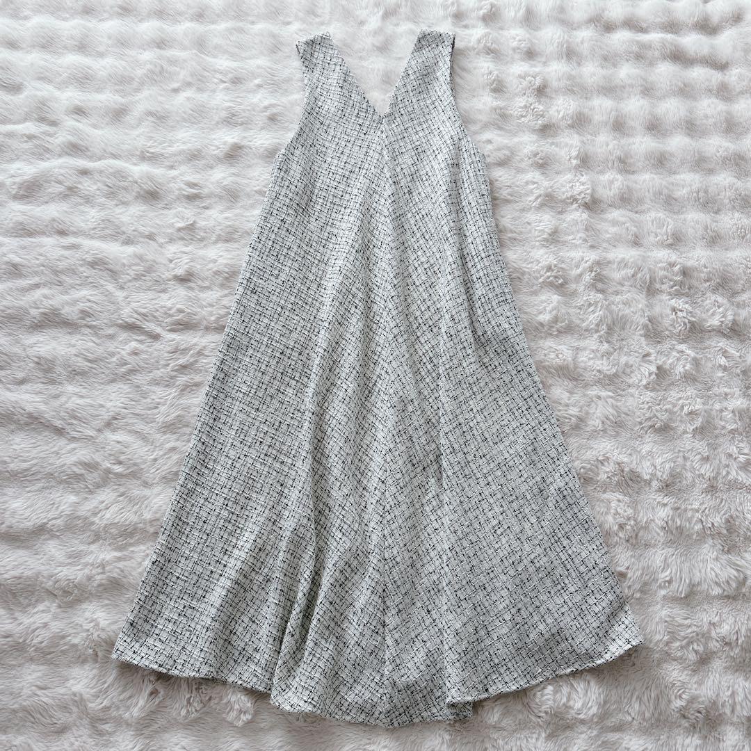 ビアズリー★ツイードフレアワンピース　ホワイト