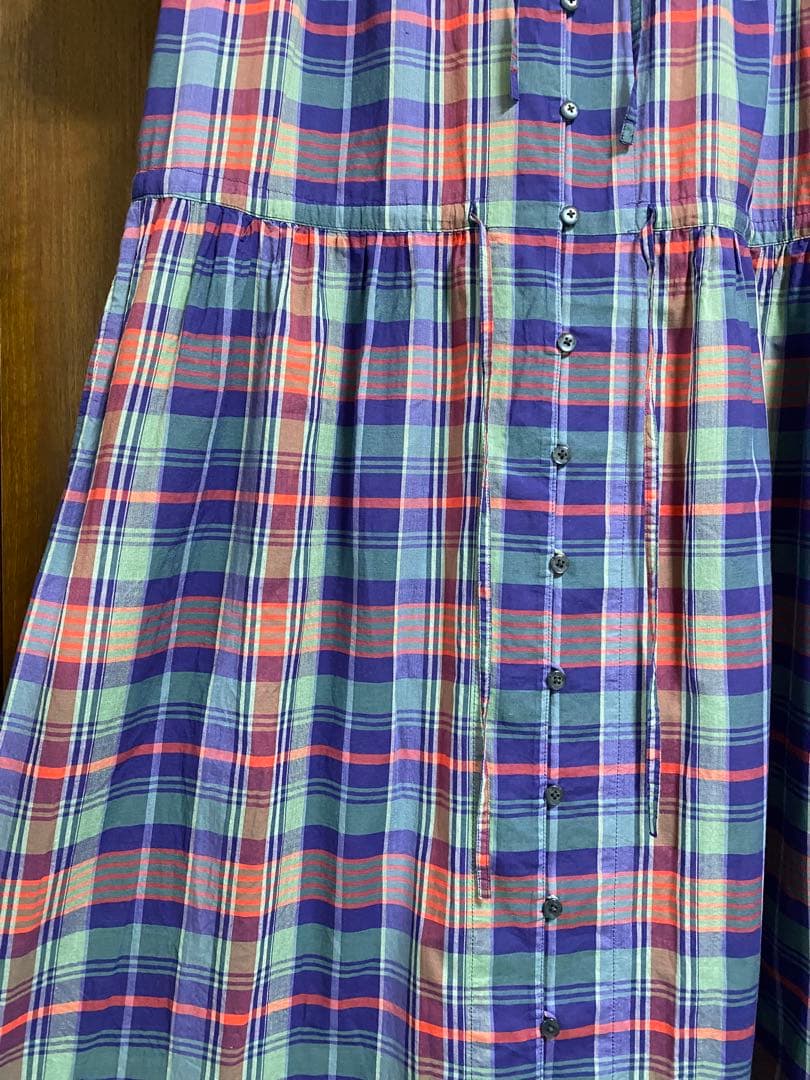 ピンクハウス　フード付きチェックワンピース