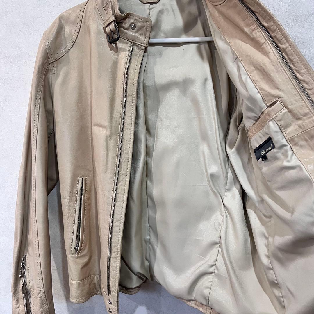 on board Lサイズ 牛革 レザージャケット　ベージュ　未使用　長期保管品