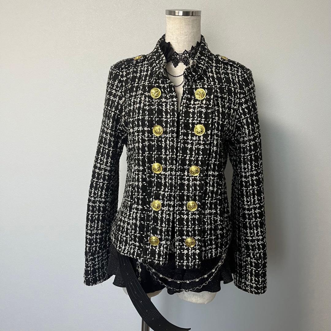 ナポレオン ジャケット ツイード ダークコア y2k 海外ガール ゴシック 軍服