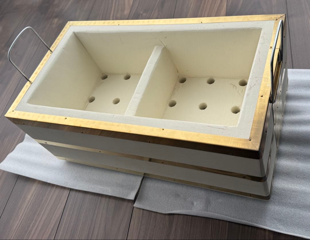 能登燃焼器工業 珪藻土切り出し七輪 長角型 しんちゅうバンド巻４５号