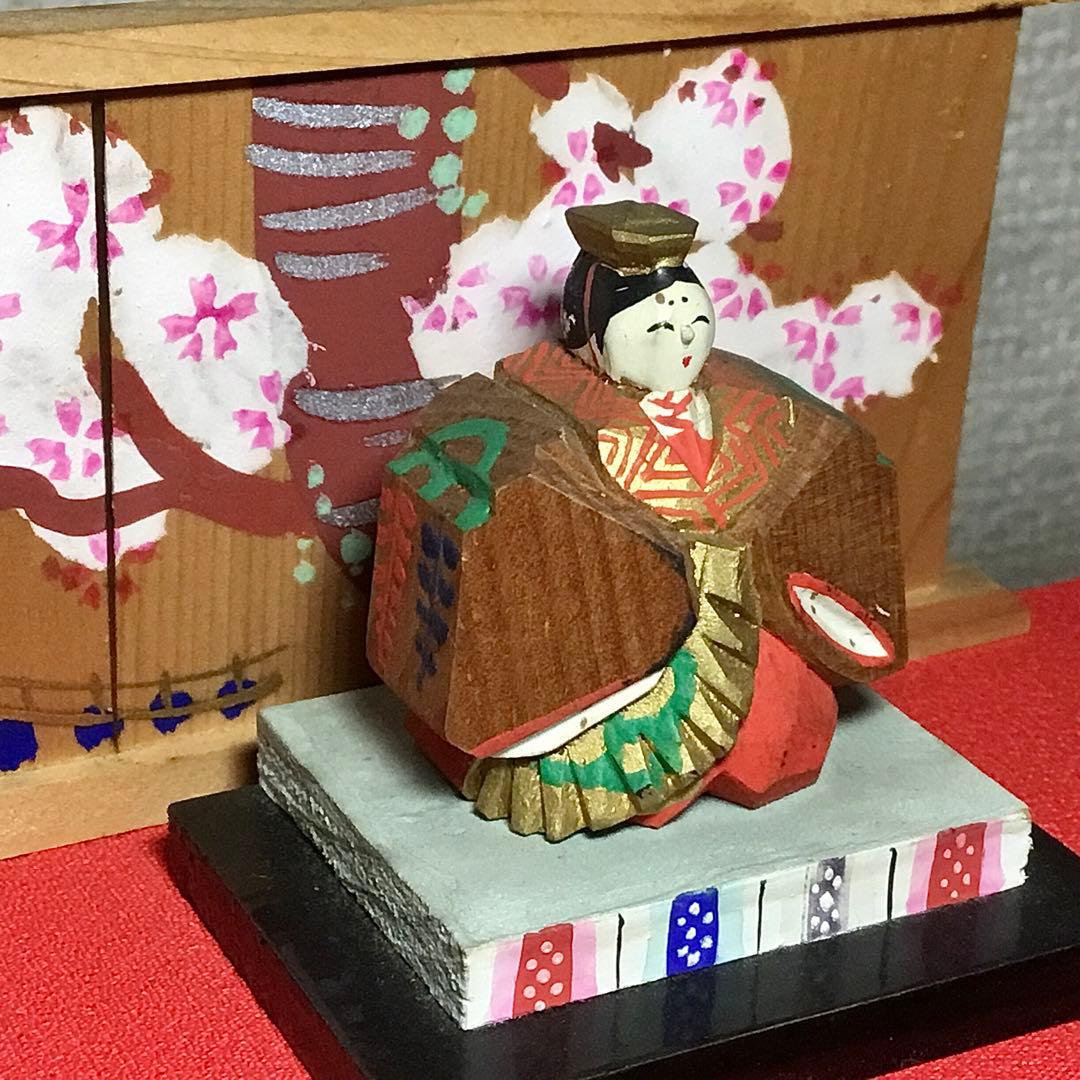 ミニ雛人形◆一刀彫◆ビンテージ 段飾り 木彫 伝統工芸 雛段 5段飾り