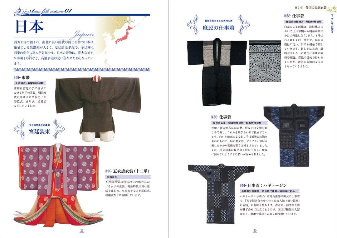世界の民族衣装図鑑 　刺繡 ビーズ 　綴織 絣 サリー ブラウス 毛皮