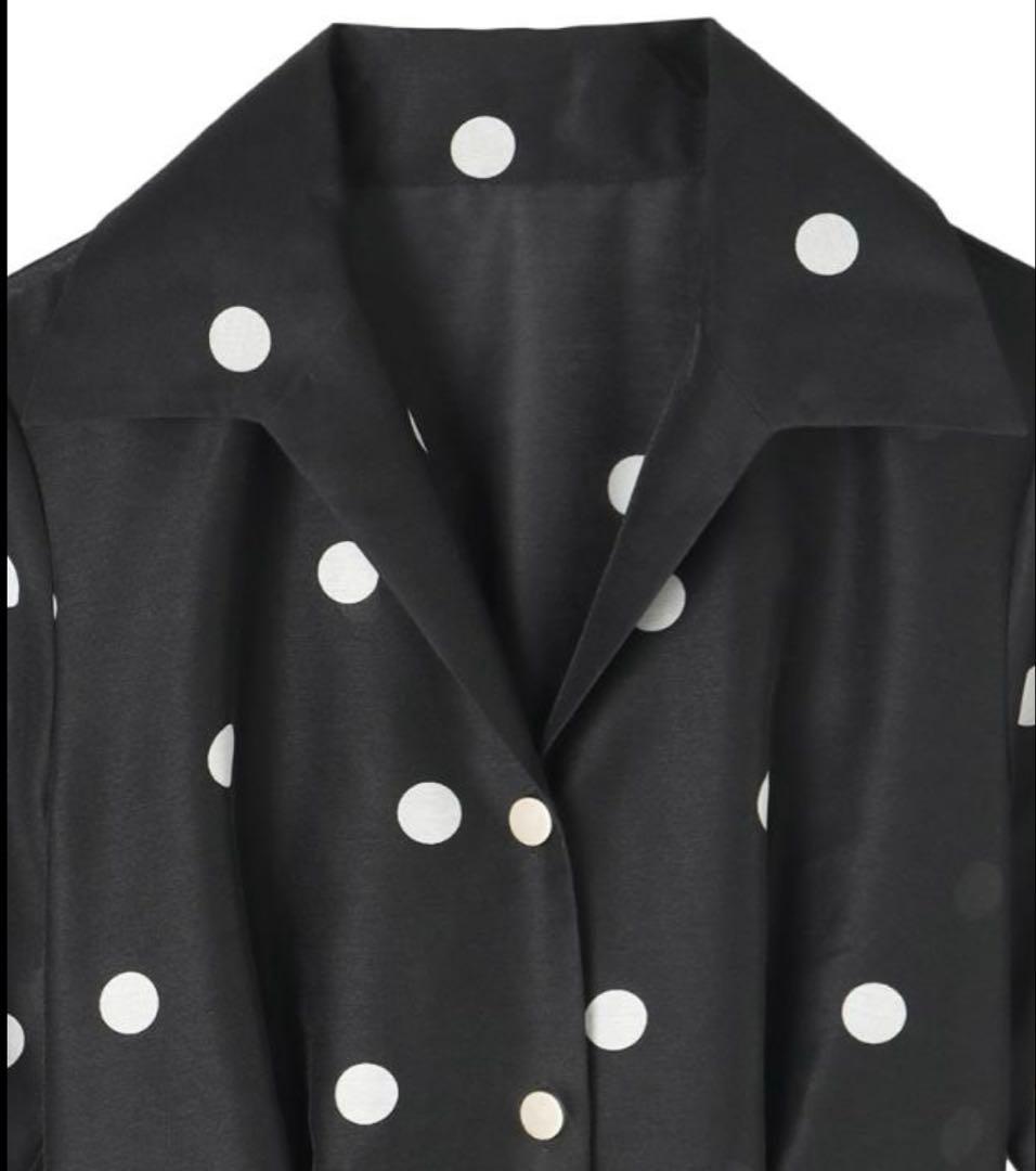 【完売品】定価51000円JENNE日本製シアードットドレスワンピースSブラック