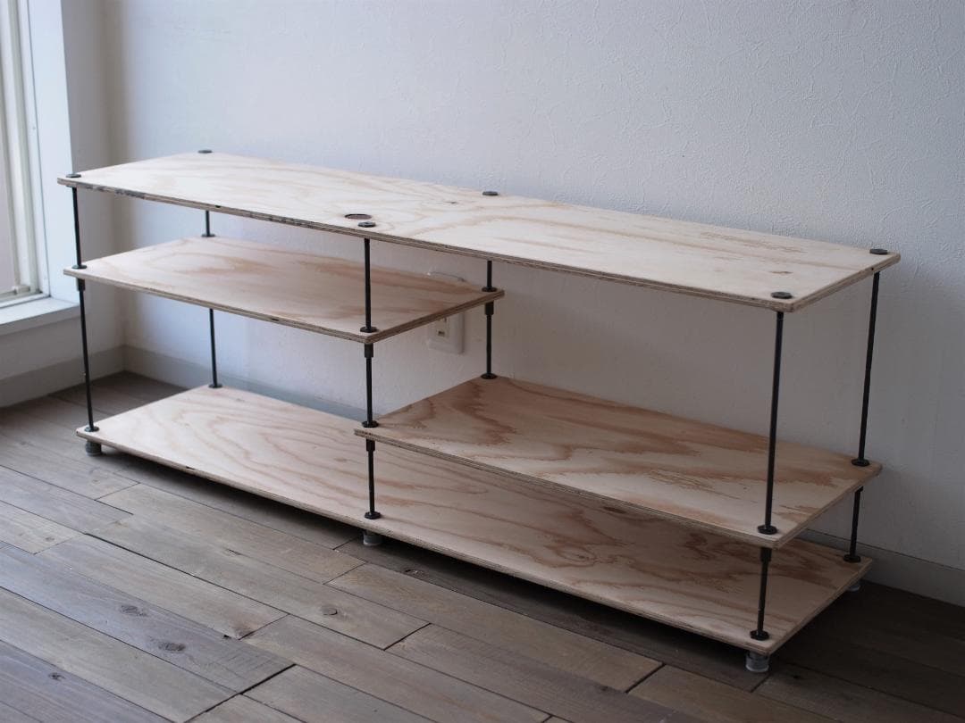 アイアン シェルフ 棚 テレビ台 鉄 木 ナチュラル色 ローボード TV台 収納