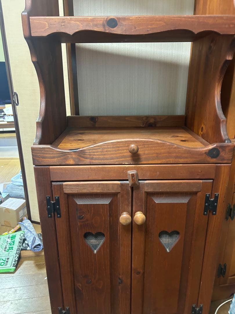 木製レンジ台 ハート型カットアウト付き