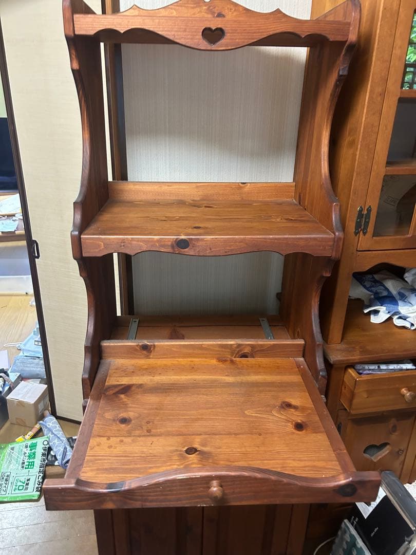 木製レンジ台 ハート型カットアウト付き