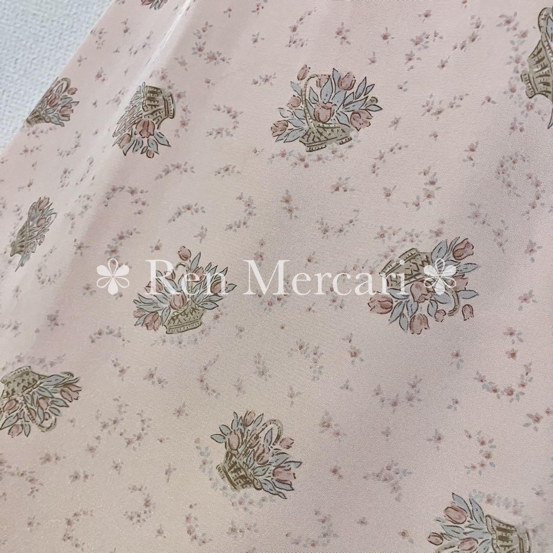 田園詩 ベビーピンク チューリップの花籠ワンピース