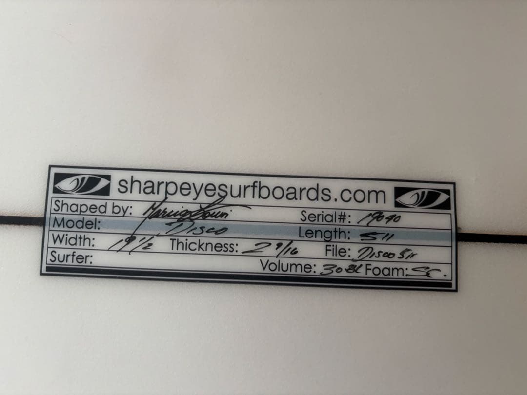 SHARP EYEThe Disco 5'11\" フィン付き　送料込み