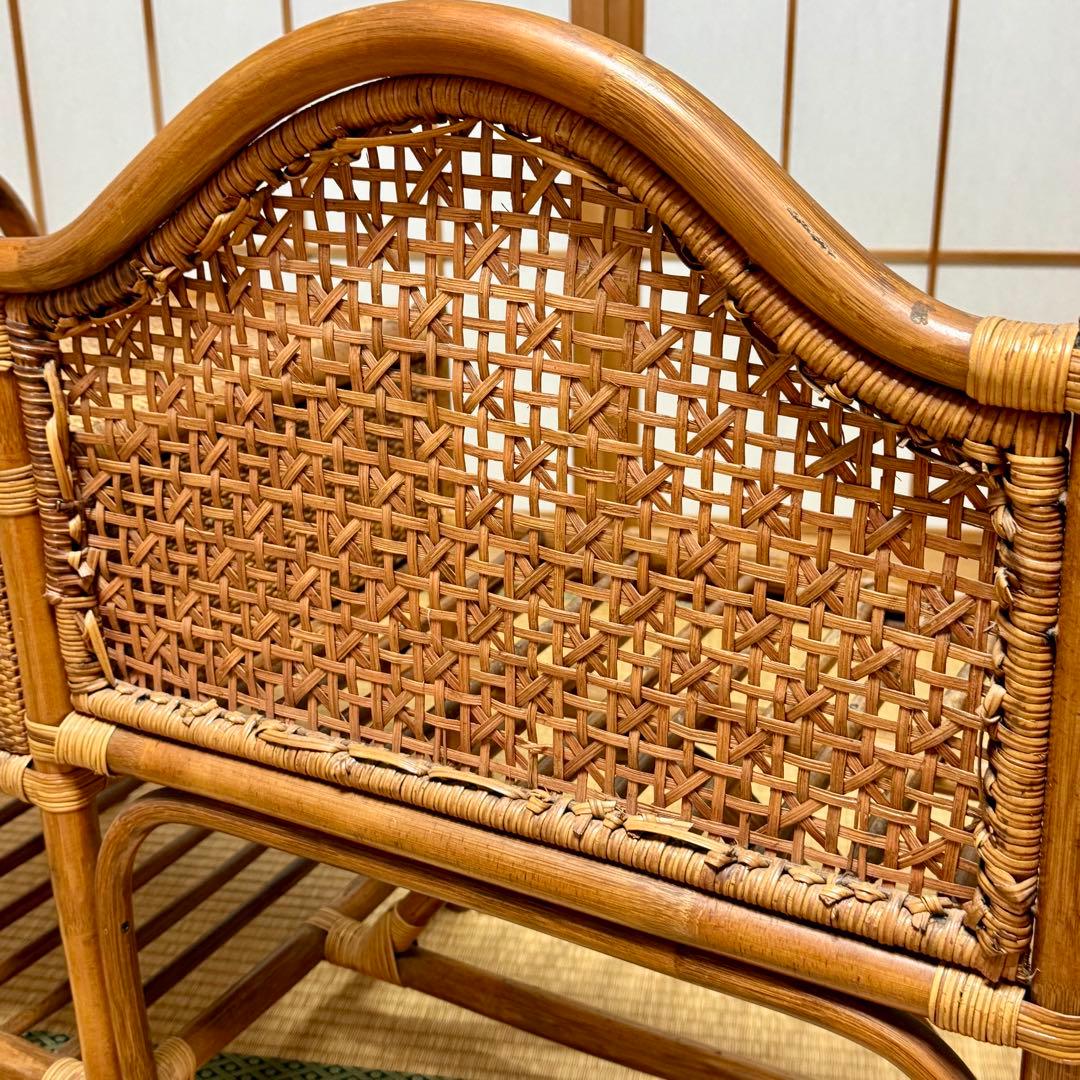 籐 ラタンベンチ 椅子 昭和レトロ ドレッサーセット③