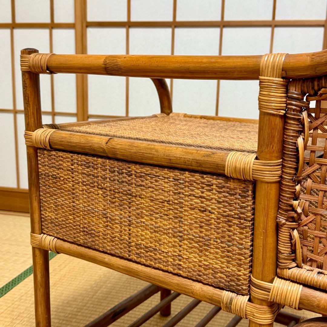 籐 ラタンベンチ 椅子 昭和レトロ ドレッサーセット③