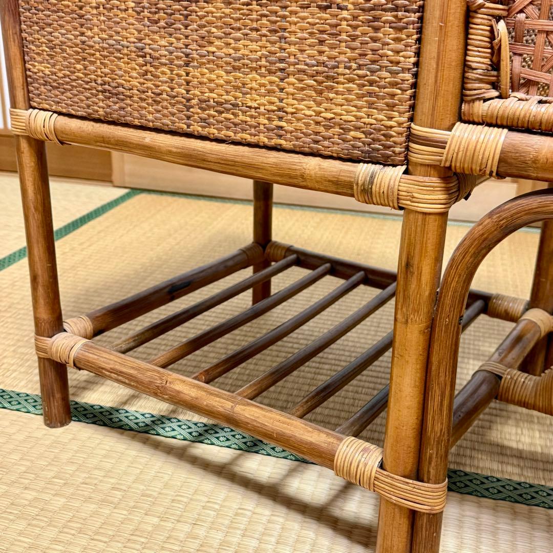 籐 ラタンベンチ 椅子 昭和レトロ ドレッサーセット③